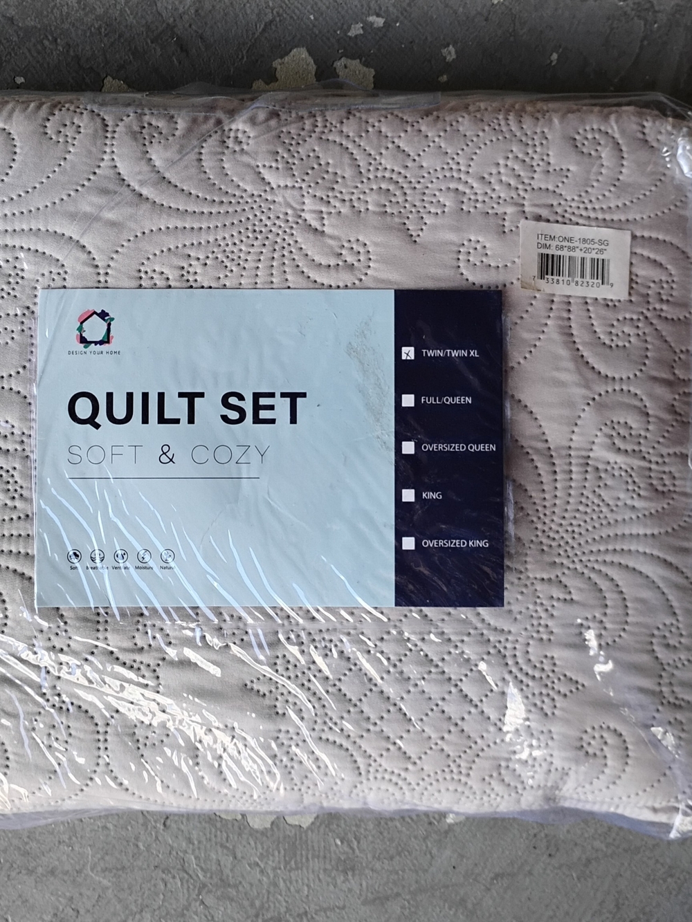 Twin Grey Quilted Soft & Cozy Quilt Set
